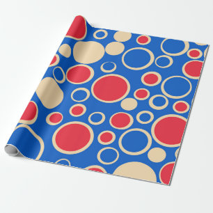 Red And Blue Dots On Blue  Wrapping Paper