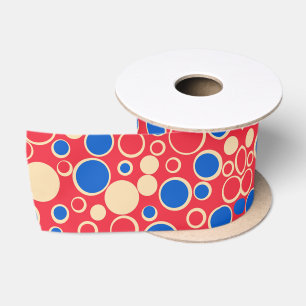 Red And Blue Dots On Red Satin Ribbon