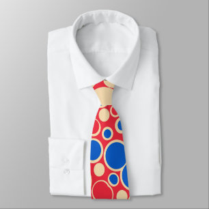 Red And Blue Dots On Red  Tie