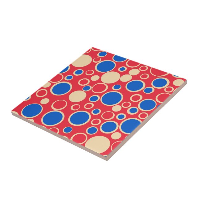 Red And Blue Dots On Red Tile (Side)