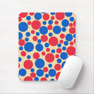 Red And Blue Dots On Tan Mouse Pad