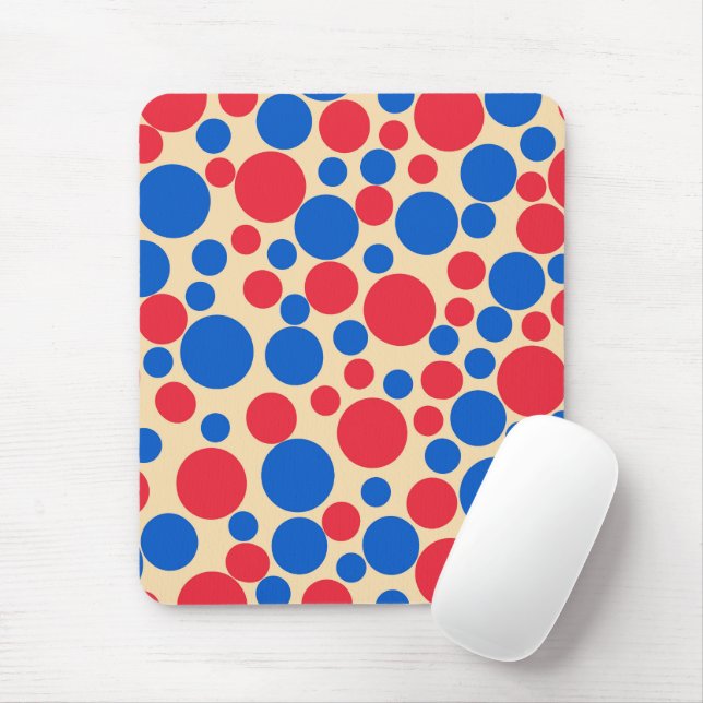 Red And Blue Dots On Tan  Mouse Pad (With Mouse)