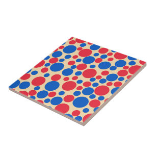 Red And Blue Dots On Tan  Tile