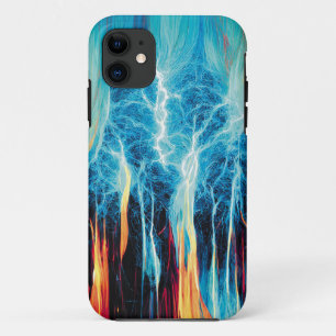 Red and Blue Electric Energy Abstract Pattern iPhone 11 Case