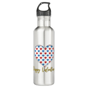 Red and Blue Elegant Heart Shape 710 Ml Water Bottle