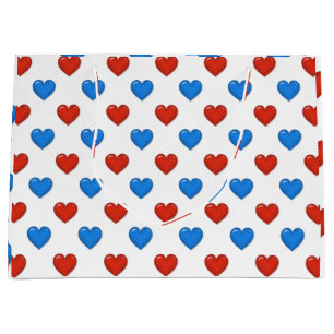 Red and Blue Elegant Heart Shape Large Gift Bag