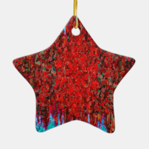 Red and blue fire and ice ceramic ornament