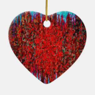 Red and blue fire and ice ceramic ornament