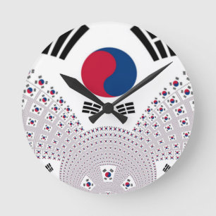 Red and Blue Flag elements Round Clock
