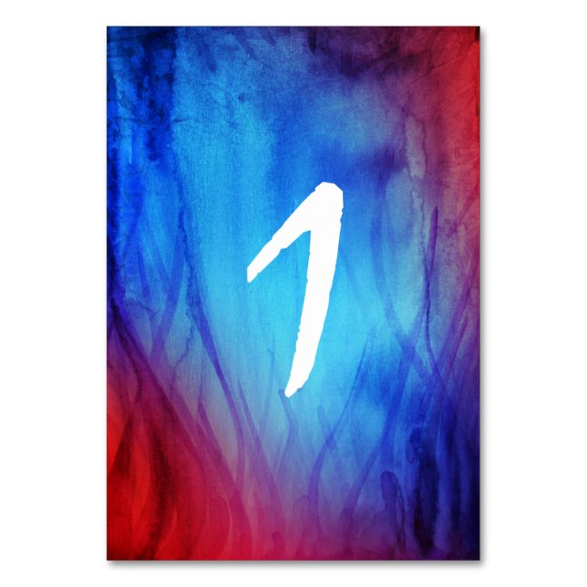 Red and Blue Flame Table Number Card Template (Front)