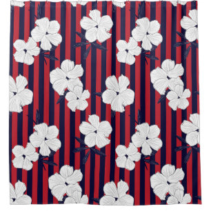 Red and blue Floral botanical seamless pattern wit