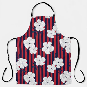 Red and blue Floral botanical seamless pattern wit Apron