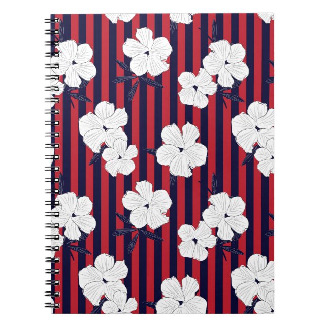 Red and blue Floral botanical seamless pattern wit Notebook (Front)