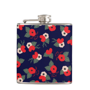 Red and Blue Florals Flask