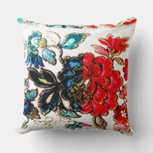 Red And Blue Flower Throw Pillow