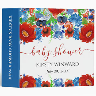 Red and Blue Flowers Baby Shower Photo Album Binder