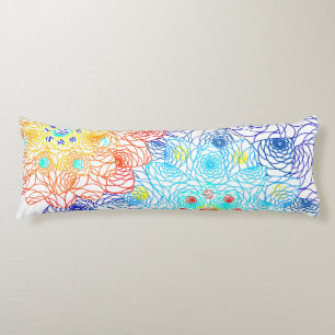 Red and Blue Flowers Body Pillow