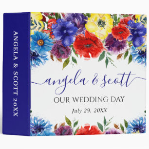 Red and Blue Flowers Wedding Photo Album Binder