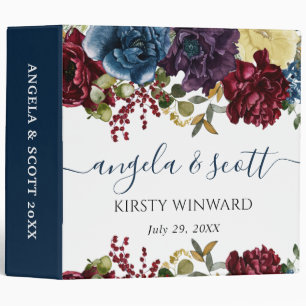 Red and Blue Flowers Wedding Photo Album Binder
