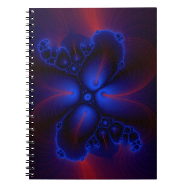 red and blue fractal art notebook (Front)
