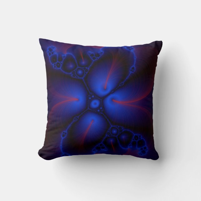 red and blue fractal art pillow (Front)
