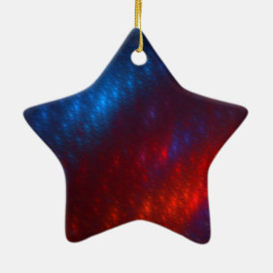 Red and Blue Fractal Ceramic Ornament