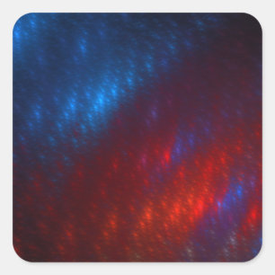 Red and Blue Fractal Square Sticker
