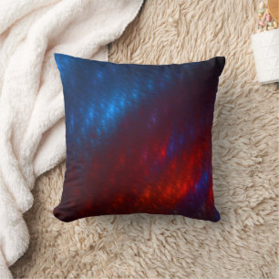 Red and Blue Fractal Throw Pillow