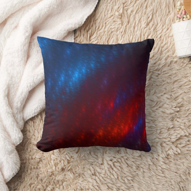 Red and Blue Fractal Throw Pillow (Blanket)
