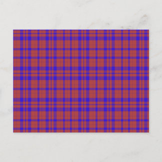 Red and Blue Geometric Plaid Postcard