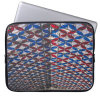 Red and blue glass ceiling