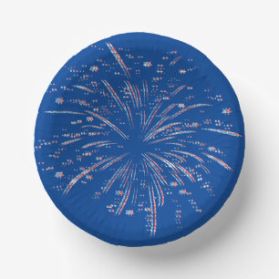 Red and Blue Glitter Fireworks  Paper Plate