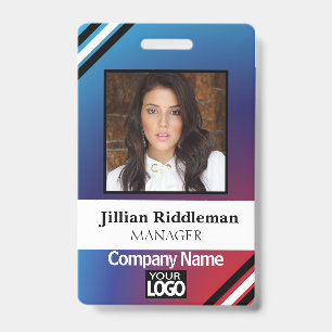 Red and Blue Gradient Photo and Logo Badge