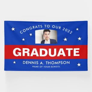 Red and Blue Graduation Custo Banner