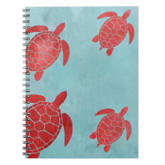 Red and Blue Green Sea Turtle Notebook