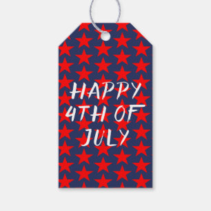 Red And Blue Happy 4th of July Gift Tags