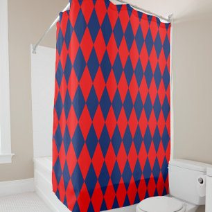 Red and Blue Harlequin Checkered Design 
