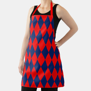 Red and Blue Harlequin Checkered Design  Apron