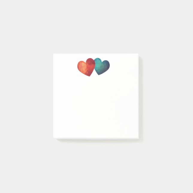 Red and blue hearts modern couple post-it notes (Front)