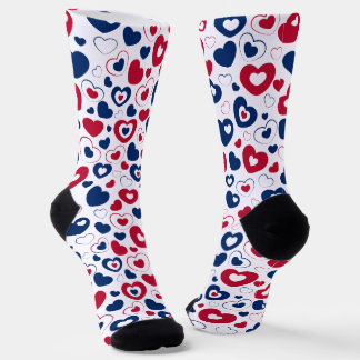 Red and Blue Hearts Socks