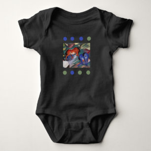  Red and Blue Horses  Baby Bodysuit