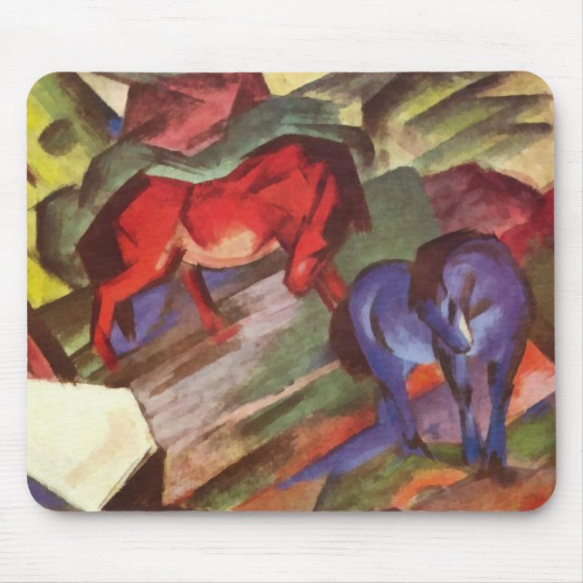 Red and Blue Horses Mousepad (Front)