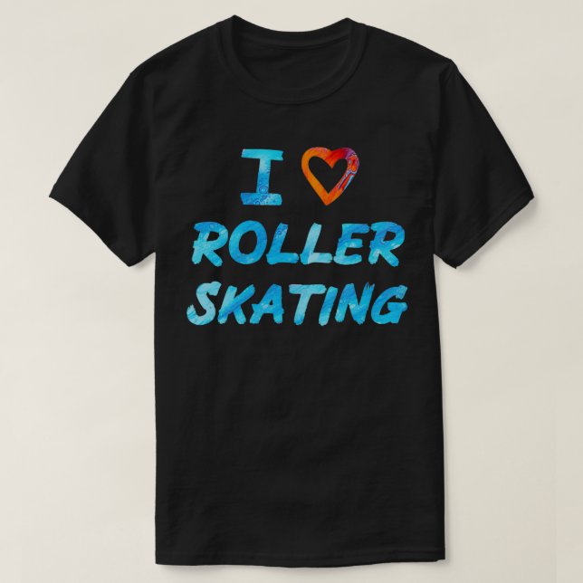 Red and Blue I Love Roller Skating T-Shirt (Design Front)