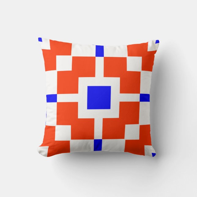Red and Blue, its Saxonian Throw Pillow (Front)