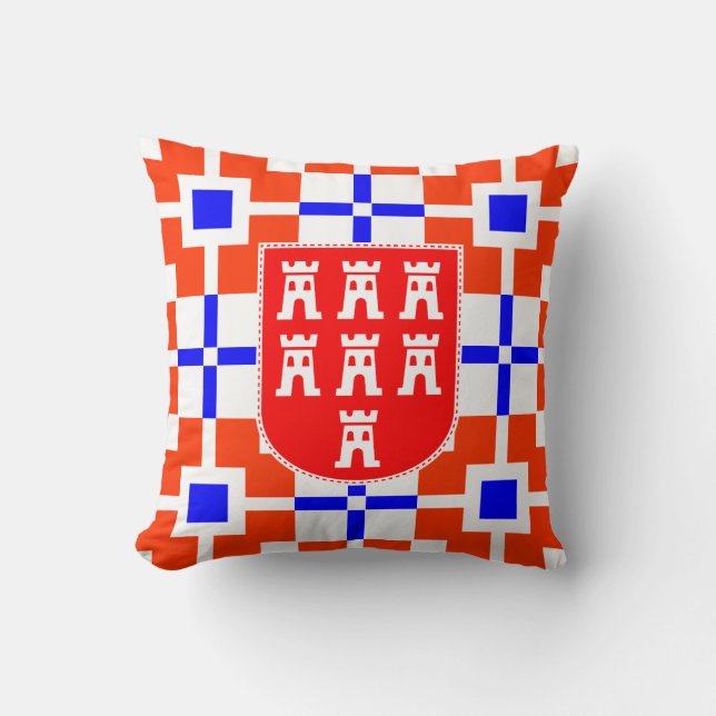 Red and Blue, its Saxonian Throw Pillow (Front)