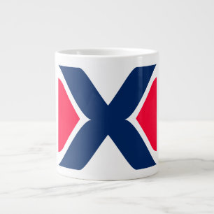 Red and blue Letter X Monogram Large Coffee Mug