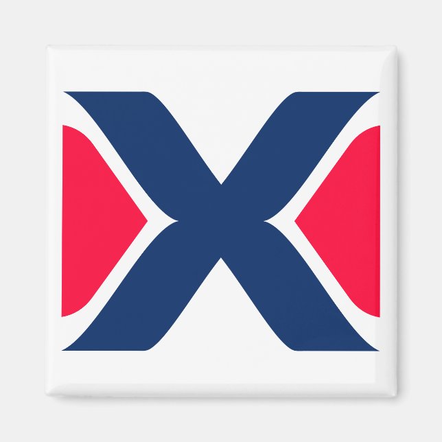 Red and blue Letter X Monogram Magnet (Front)