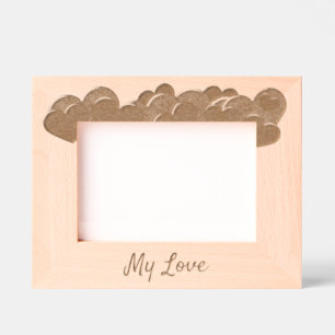 Red and Blue Love Hearts on light blue background Etched Frames