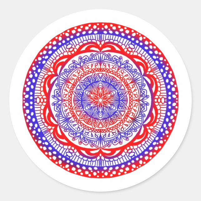 Red and blue mandala stickers  (Front)