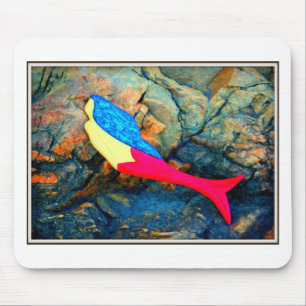 red and blue mermaid mouse pad